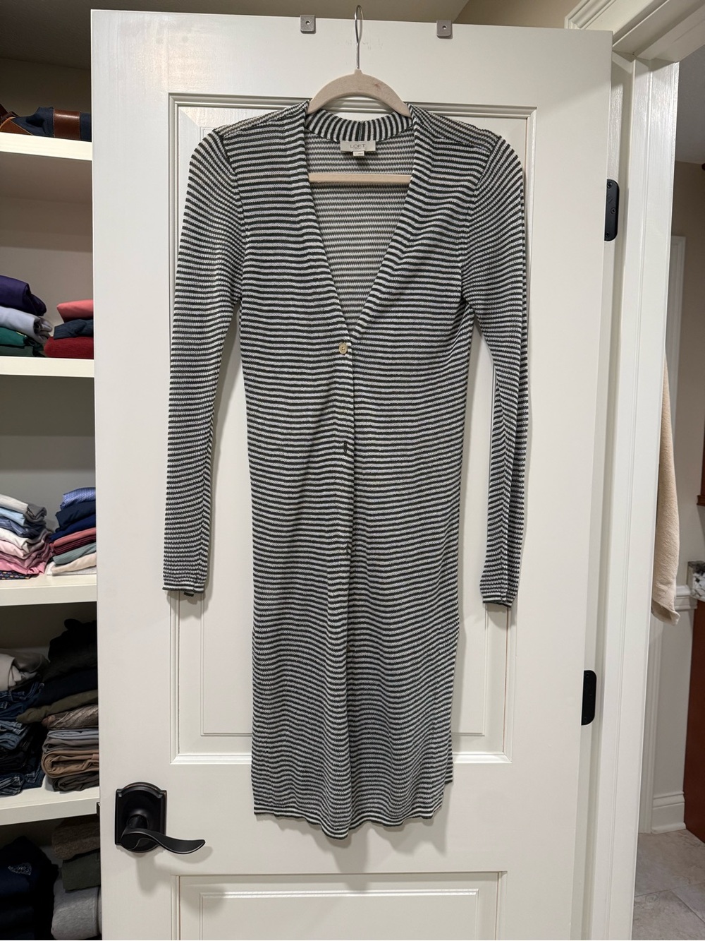 LOFT Striped Knit Cardigan